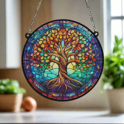 Tree of Life Stained Glass Effect Suncatcher
